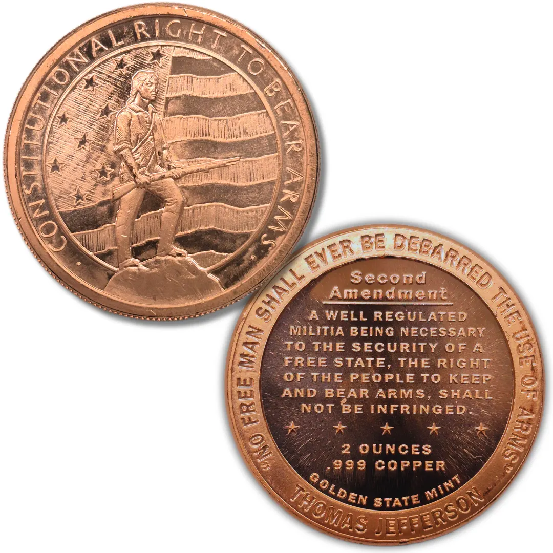 Copper 2oz Second Amendment Round